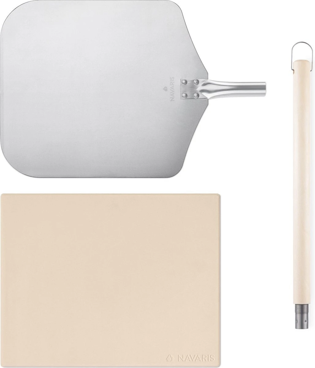 Navaris Pizzasteen XL Voor Oven En Barbecue - Rechthoekige Pizzaplaat 38 X 30 Cm - Inclusief Pizzaschep Met Extra Lang Handvat En Receptenboek 3 Navaris Pizzasteen XL Voor Oven En Barbecue - Rechthoekige Pizzaplaat 38 X 30 Cm - Inclusief Pizzaschep Met Extra Lang Handvat En Receptenboek - Afbeelding 2