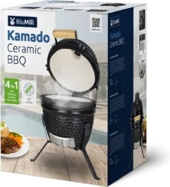 BluMill Kamado BBQ Egg - Kamado 13 Inch - Incl. Vlees Thermometer - Houtskoolbarbecues - Zwart - Ø 27cm -Keukenartikelen Series Winkel 1090x1200