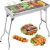 Uten - Houtskoolbarbecue - Opvouwbare Barbecue - Houtskoolbarbecues - Draagbare Camping Barbecue - 430 Roestvrij Staal Grill BBQ - 5-10 Persoon Tuin Buitenfeest - Zilver -Keukenartikelen Series Winkel 1133x1200