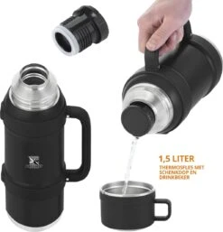 MacGyver RVS Thermoskan 1.5 Ltr – RVS Thermosbeker 0,55 Ltr - Langdurig Warm/koud - Zwart -Keukenartikelen Series Winkel 1154x1200 1