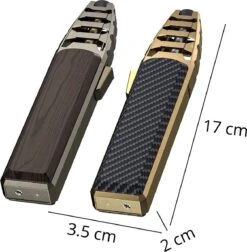 Merkloos Turbo Jetflame Aansteker - Gasbrander - Vuurwerk Torch - Crème Brûlée Brander - BBQ En Sigaren Aansteker - Windproof - Carbon Met Goudkleurige Metalen Behuizing -Keukenartikelen Series Winkel 1177x1200 4