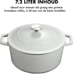 MOA Gietijzeren Braadpan - Inhoud 7,2 Liter - 30CM - Rond - Alle Warmtebronnen - Ook Voor Inductie - Gewicht 7,3 Kg - Wit - C30W -Keukenartikelen Series Winkel 1192x1200 3