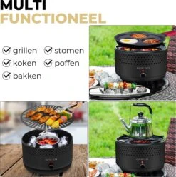 Ozocozy BBQ-ONE Houtskool Tafelbarbecue - Ø30 Cm- Zwart - Incl. Draagtas, Siliconen Bakkwast En RVS-Barbecuetang -Keukenartikelen Series Winkel 1193x1200 5