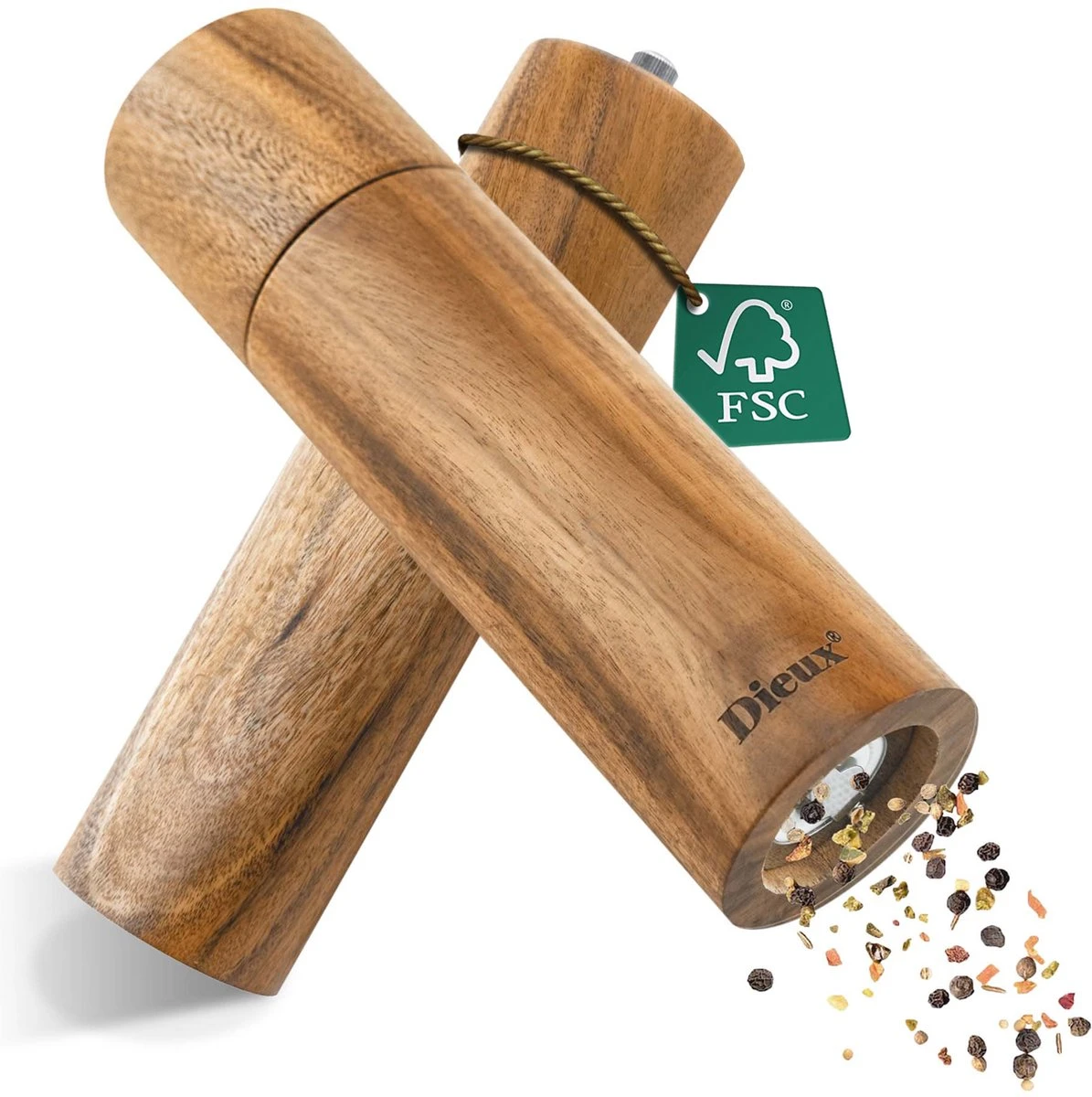 Dieux® - Peper En Zoutmolen Set - Cilinder Vorm - 22CM - Zout Peper Kruiden - 2 Stuks - Acacia Hout - Instelbare Maalgraad - Duurzaam - Luxe Kwaliteit - Hervulbaar - Pepermolen - Zoutmolen - BBQ Accesoires - Pasen 3 Dieux® - Peper En Zoutmolen Set - Cilinder Vorm - 22CM - Zout Peper Kruiden - 2 Stuks - Acacia Hout - Instelbare Maalgraad - Duurzaam - Luxe Kwaliteit - Hervulbaar - Pepermolen - Zoutmolen - BBQ Accesoires - Pasen