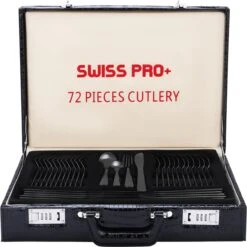 Swiss Pro+ Bestekset In Koffer-72 Delig-12 Persoons-Zwitsers Kwaliteit-Complete Set-100% Roestvrijstaal- Zwart -Keukenartikelen Series Winkel 1198x1200 12