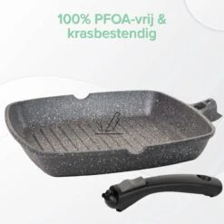Coninx Grillpan 28CM - Steakpan - Afneembare Handgreep - PFAS-vrij - Grijs -Keukenartikelen Series Winkel 1198x1200 6