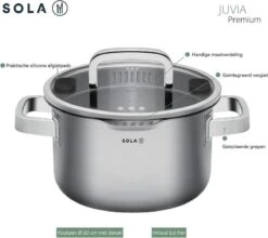 Sola Pannenset Juvia - 4 Delig - Ø 16,16,18,20 Cm - Zilver - RVS - Sandwichbodem -Keukenartikelen Series Winkel 1200x1069