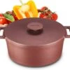 MOA Gietijzeren Braadpan - Inhoud 4,75 Liter - 26CM - Rond - Alle Warmtebronnen - Ook Voor Inductie - Gewicht 5,8 Kg - Bordeaux Rood - MC26BR -Keukenartikelen Series Winkel 1200x1070