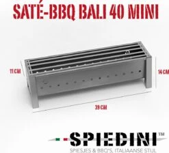 Spiedini Saté-bbq Bali 40 Mini - Kleine, Smalle Houtskoolbarbecue Met Horizontaal Rooster Voor Sate Of Andere Spiesjes - 40 Cm Lang, 11 Cm Breed, 14 Cm Hoog - Ideaal Voor Tuin- Of Open Haard, Of Balkon - Materiaal: Gealuminiseerd Ijzer -Keukenartikelen Series Winkel 1200x1086 1