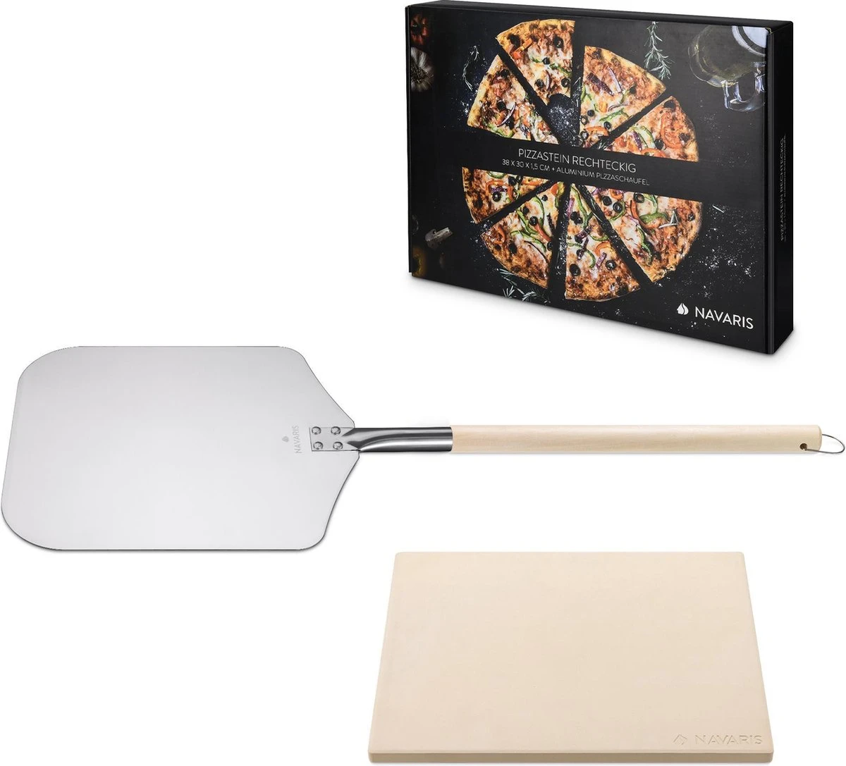 Navaris Pizzasteen XL Voor Oven En Barbecue - Rechthoekige Pizzaplaat 38 X 30 Cm - Inclusief Pizzaschep Met Extra Lang Handvat En Receptenboek 2 Navaris Pizzasteen XL Voor Oven En Barbecue - Rechthoekige Pizzaplaat 38 X 30 Cm - Inclusief Pizzaschep Met Extra Lang Handvat En Receptenboek
