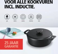 BRABANTIA THE DUTCH Gietijzeren Braadpan - Ø 28cm - MAT Zwart - Inductie -Keukenartikelen Series Winkel 1200x1107