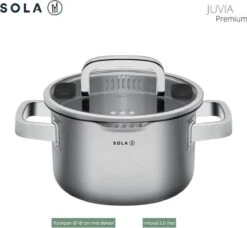 Sola Pannenset Juvia - 4 Delig - Ø 16,16,18,20 Cm - Zilver - RVS - Sandwichbodem -Keukenartikelen Series Winkel 1200x1110