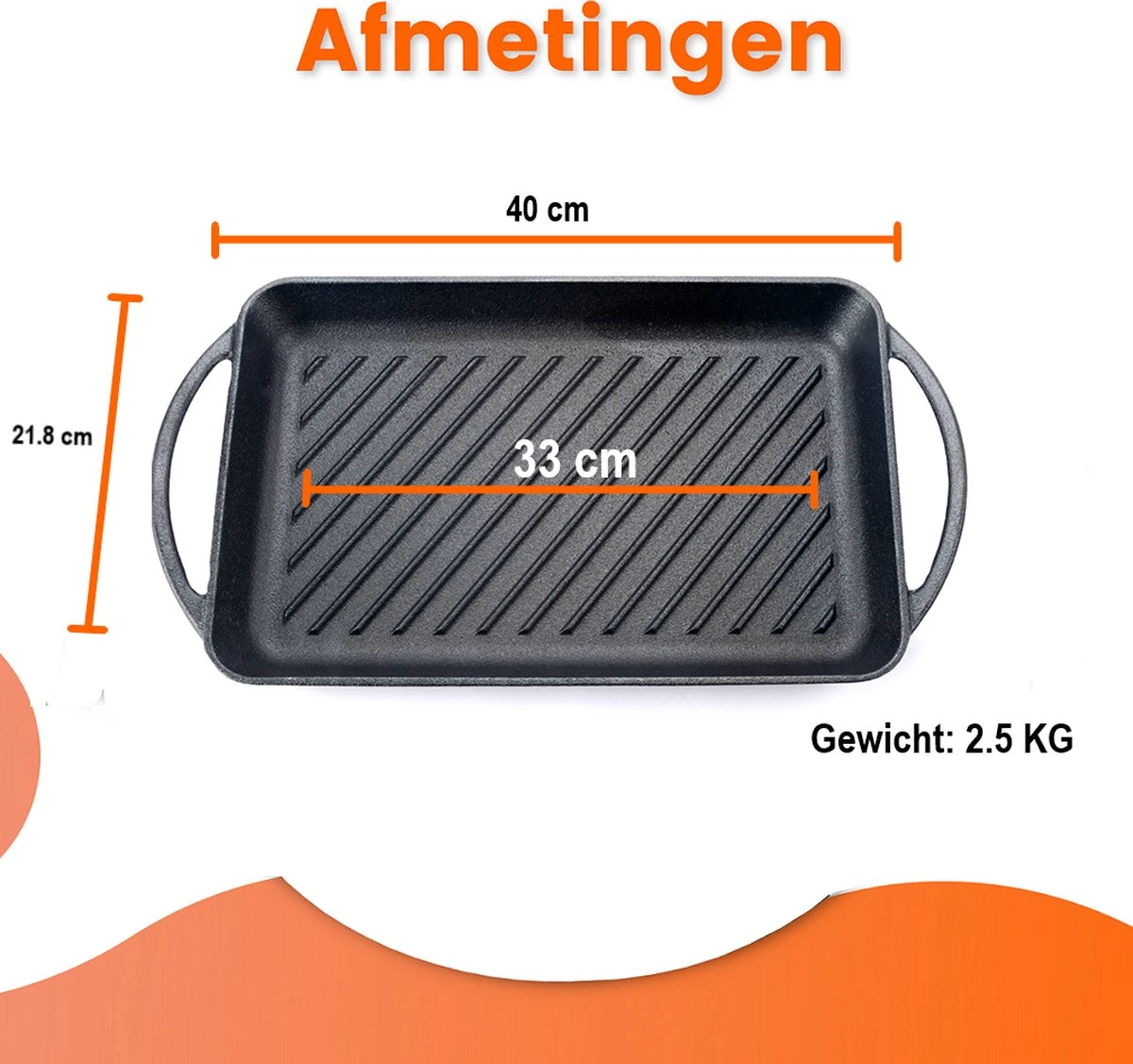 Kicinn Grillplaat - Gietijzer - Geëmailleerd - Incl. Accessoires - Ø 33 X 21.8 Cm (LxB) 5 Kicinn Grillplaat - Gietijzer - Geëmailleerd - Incl. Accessoires - Ø 33 X 21.8 Cm (LxB) - Afbeelding 3