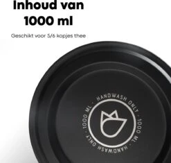 Vatten® - Premium RVS Theepot - Incl. RVS Theefilter - 1L - Zwart - Dubbelwandig -Keukenartikelen Series Winkel 1200x1143