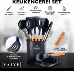 VAIVE Kookgerei Set 13-delig Met Houder - Keukengerei Set - Garde - Spatel Silicone -Keukenartikelen Series Winkel 1200x1151 3