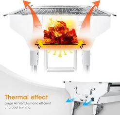 Uten - Houtskoolbarbecue - Opvouwbare Barbecue - Houtskoolbarbecues - Draagbare Camping Barbecue - 430 Roestvrij Staal Grill BBQ - 5-10 Persoon Tuin Buitenfeest - Zilver -Keukenartikelen Series Winkel 1200x1152 3