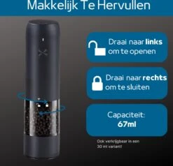 GOV Elektrische Peper- En Zoutmolen Zwart XL Set Oplaadbaar - Pepermolen - Peper En Zoutstel -Keukenartikelen Series Winkel 1200x1156 3