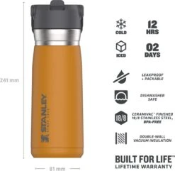 Stanley The IceFlow™ Flip Straw Water Bottle 0,65L - Thermosfles - Saffron -Keukenartikelen Series Winkel 1200x1170 1
