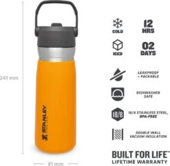 Stanley The IceFlow™ Flip Straw Water Bottle 0,65L - Thermosfles - Saffron -Keukenartikelen Series Winkel 1200x1170
