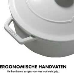 MOA Gietijzeren Braadpan - Inhoud 7,2 Liter - 30CM - Rond - Alle Warmtebronnen - Ook Voor Inductie - Gewicht 7,3 Kg - Wit - C30W -Keukenartikelen Series Winkel 1200x1181
