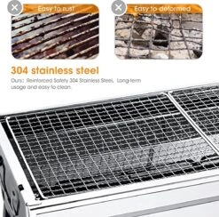 Uten - Houtskoolbarbecue - Opvouwbare Barbecue - Houtskoolbarbecues - Draagbare Camping Barbecue - 430 Roestvrij Staal Grill BBQ - 5-10 Persoon Tuin Buitenfeest - Zilver -Keukenartikelen Series Winkel 1200x1184 4