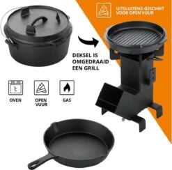 Dutch Mountains Gietijzeren Pannenset 7-delig - Dutch Oven – Braadpan - Grillpan - Hapjespan - Kookset In Houten Transportkist - Deksellifter - Brander 17 Dutch Mountains Gietijzeren Pannenset 7-delig - Dutch Oven – Braadpan - Grillpan - Hapjespan - Kookset In Houten Transportkist - Deksellifter - Brander -Keukenartikelen Series Winkel 1200x1185 4