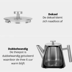 Castagnola Theepot Met Filter – Theekan – Theepot Dubbelwandig – Theepot Roestvrijstaal – Hoogwaardig RVS – 1 Liter – 5 Kopjes Thee – Zilver -Keukenartikelen Series Winkel 1200x1195 8