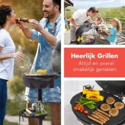 KitchenBrothers Elektrische BBQ - Met Grillplaat - Anti-aanbaklaag - Incl. Plank/Houders - Grilloppervlak 46,5x33,8cm - Tot 300°C - 2400W - Zwart -Keukenartikelen Series Winkel 1200x1200 1052