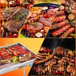 Uten - Houtskoolbarbecue - Opvouwbare Barbecue - Houtskoolbarbecues - Draagbare Camping Barbecue - 430 Roestvrij Staal Grill BBQ - 5-10 Persoon Tuin Buitenfeest - Zilver -Keukenartikelen Series Winkel 1200x1200 1095