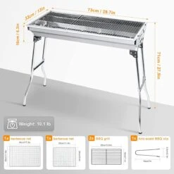 Uten - Houtskoolbarbecue - Opvouwbare Barbecue - Houtskoolbarbecues - Draagbare Camping Barbecue - 430 Roestvrij Staal Grill BBQ - 5-10 Persoon Tuin Buitenfeest - Zilver -Keukenartikelen Series Winkel 1200x1200 1096