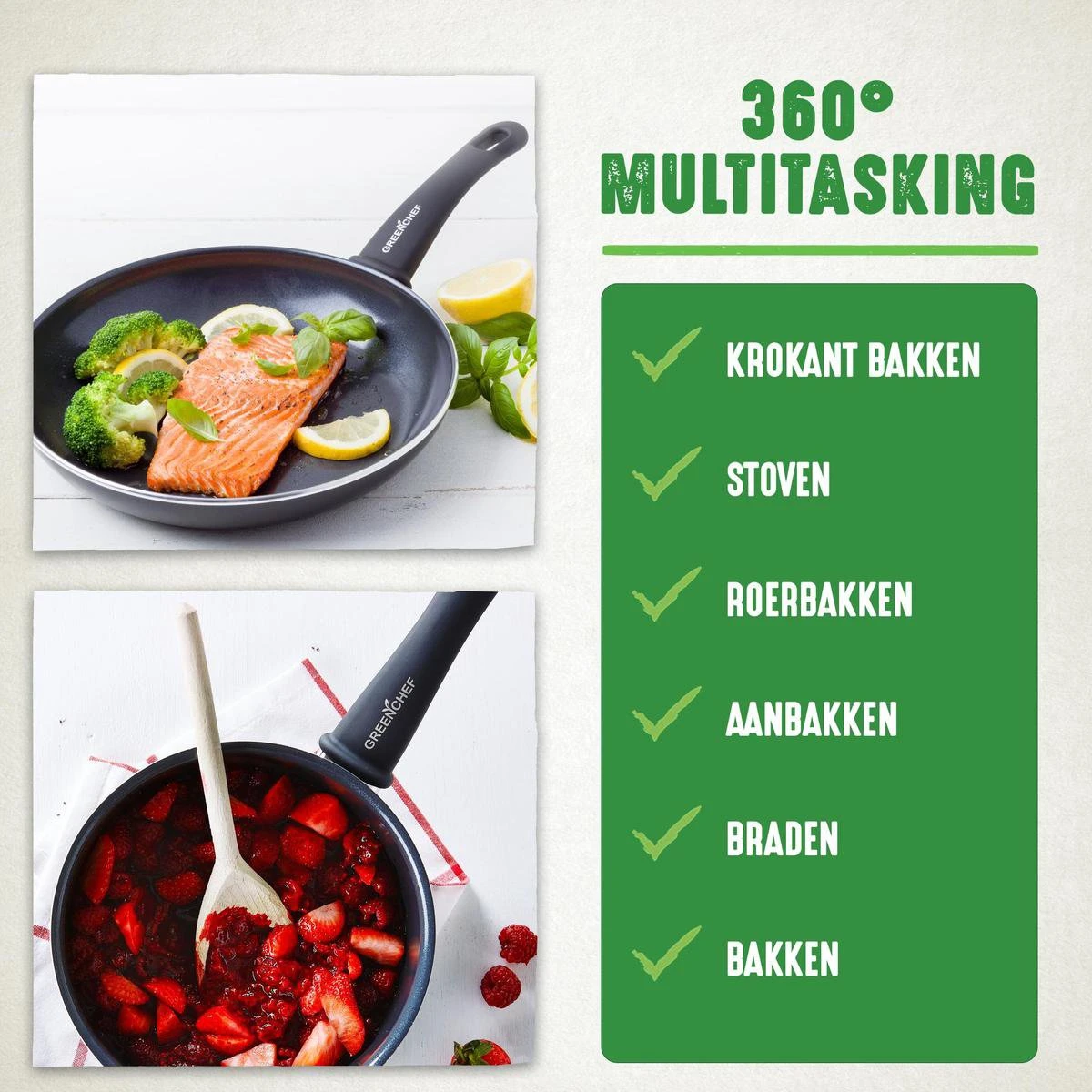 GreenChef Soft Grip Pannenset - 10-Delig - Keramisch - Inductie 10 GreenChef Soft Grip Pannenset - 10-Delig - Keramisch - Inductie - Afbeelding 8