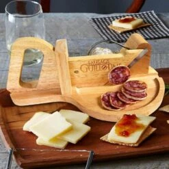 MikaMax Worst Guillotine - Worstsnijder - Worst Snijplank - Sausage Guillotine - Makkelijk Schoon Te Maken - RVS Mes - Bamboe - 30 X 19cm -Keukenartikelen Series Winkel 1200x1200 1167