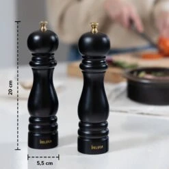 Deleca Luxe Peper En Zoutmolen Set - Met Geschenkdoos - Zout / Pepermolen - Rubberhout - Zwart & Goud -Keukenartikelen Series Winkel 1200x1200 1192
