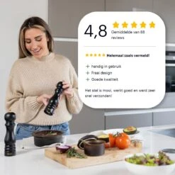 Deleca Luxe Peper En Zoutmolen Set - Met Geschenkdoos - Zout / Pepermolen - Rubberhout - Zwart & Goud -Keukenartikelen Series Winkel 1200x1200 1193