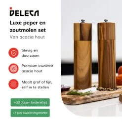 Deleca Luxe Peper En Zoutmolen Set - Zout / Pepermolen - Handmatig - Met Navul Lepel & Geschenkdoos - Acacia Hout - Rond 16 Deleca Luxe Peper En Zoutmolen Set - Zout / Pepermolen - Handmatig - Met Navul Lepel & Geschenkdoos - Acacia Hout - Rond -Keukenartikelen Series Winkel 1200x1200 1195