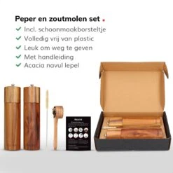 Deleca Luxe Peper En Zoutmolen Set - Zout / Pepermolen - Handmatig - Met Navul Lepel & Geschenkdoos - Acacia Hout - Rond 22 Deleca Luxe Peper En Zoutmolen Set - Zout / Pepermolen - Handmatig - Met Navul Lepel & Geschenkdoos - Acacia Hout - Rond -Keukenartikelen Series Winkel 1200x1200 1201