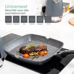 Coninx Grillpan 28CM - Steakpan - Afneembare Handgreep - PFAS-vrij - Grijs -Keukenartikelen Series Winkel 1200x1200 288