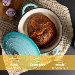 Chefarone Gietijzeren Pan - Braadpan Inclusief Deksel - Geschikt Voor Alle Warmtebronnen - Geëmailleerd Blauw -Keukenartikelen Series Winkel 1200x1200 293