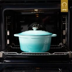 Chefarone Gietijzeren Pan - Braadpan Inclusief Deksel - Geschikt Voor Alle Warmtebronnen - Geëmailleerd Blauw -Keukenartikelen Series Winkel 1200x1200 298