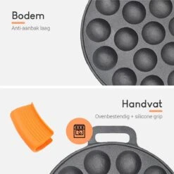 Ocina Poffertjespan – Combo Pack – 19 Poffertjes – Poffertjesmaker – Poffertjespan Inductie – Poffertjespan Electrisch – Gietijzeren Pan - Inclusief Doseerfles, Handvaten, 6x Poffertjesvorken En Invetkwast – Gratis Receptenboek -Keukenartikelen Series Winkel 1200x1200 301