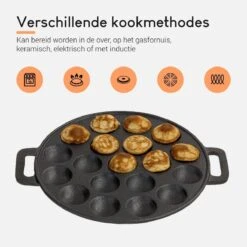 Ocina Poffertjespan – Combo Pack – 19 Poffertjes – Poffertjesmaker – Poffertjespan Inductie – Poffertjespan Electrisch – Gietijzeren Pan - Inclusief Doseerfles, Handvaten, 6x Poffertjesvorken En Invetkwast – Gratis Receptenboek -Keukenartikelen Series Winkel 1200x1200 303