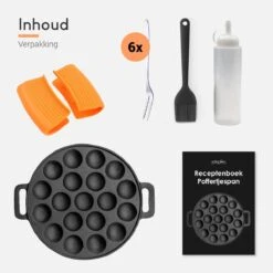 Ocina Poffertjespan – Combo Pack – 19 Poffertjes – Poffertjesmaker – Poffertjespan Inductie – Poffertjespan Electrisch – Gietijzeren Pan - Inclusief Doseerfles, Handvaten, 6x Poffertjesvorken En Invetkwast – Gratis Receptenboek -Keukenartikelen Series Winkel 1200x1200 307