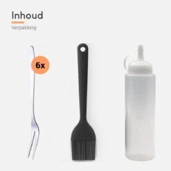 Ocina Poffertjespan Accessoires Set - Doseerfles - Poffertjes Spuitfles - 6x Poffertjes Vork - Kwast - Siliconen Kwast - Bakkwast - Gratis Poffertjes E-Book -Keukenartikelen Series Winkel 1200x1200 344