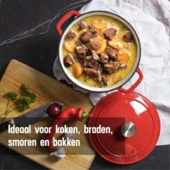 Daumonet Carême Rouge Gietijzeren Braadpan - Sudderpan Kersen Rood - Rond - Ø26 Cm - 4,4 Liter - PFAS & PFOA Vrij - Emaille - Geschikt Voor Alle Warmtebronnen - Elektrisch - Gas - Halogeen - Inductie - Keramisch - Vaatwasserbestendig 15 Daumonet Carême Rouge Gietijzeren Braadpan - Sudderpan Kersen Rood - Rond - Ø26 Cm - 4,4 Liter - PFAS & PFOA Vrij - Emaille - Geschikt Voor Alle Warmtebronnen - Elektrisch - Gas - Halogeen - Inductie - Keramisch - Vaatwasserbestendig -Keukenartikelen Series Winkel 1200x1200 548