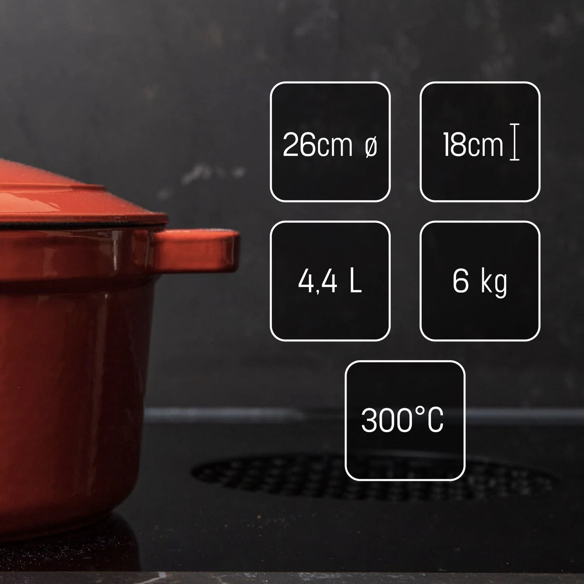 Daumonet Carême Rouge Gietijzeren Braadpan - Sudderpan Kersen Rood - Rond - Ø26 Cm - 4,4 Liter - PFAS & PFOA Vrij - Emaille - Geschikt Voor Alle Warmtebronnen - Elektrisch - Gas - Halogeen - Inductie - Keramisch - Vaatwasserbestendig 9 Daumonet Carême Rouge Gietijzeren Braadpan - Sudderpan Kersen Rood - Rond - Ø26 Cm - 4,4 Liter - PFAS & PFOA Vrij - Emaille - Geschikt Voor Alle Warmtebronnen - Elektrisch - Gas - Halogeen - Inductie - Keramisch - Vaatwasserbestendig - Afbeelding 7