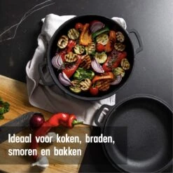Daumonet Ducasse Gietijzeren Double Use Braadpan - Combi Sudderpan Zwart - 2-in-1 Bak- En Braadpan - PFAS & PFOA Vrij - Rond - Ø 26 Cm - 4,4 Liter - Emaille - Alle Warmtebronnen - Elektrisch - Gas - Halogeen - Inductie - Keramisch 15 Daumonet Ducasse Gietijzeren Double Use Braadpan - Combi Sudderpan Zwart - 2-in-1 Bak- En Braadpan - PFAS & PFOA Vrij - Rond - Ø 26 Cm - 4,4 Liter - Emaille - Alle Warmtebronnen - Elektrisch - Gas - Halogeen - Inductie - Keramisch -Keukenartikelen Series Winkel 1200x1200 572