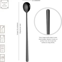 House Of Husk Latte Macchiato Lepels Set - Lange Theelepels - Koffielepels - Longdrinklepels - Sorbetlepels - Barlepel - RVS - 6 Stuks - 20CM - Zwart -Keukenartikelen Series Winkel 1200x1200 582
