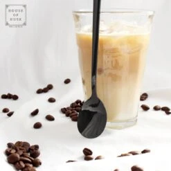 House Of Husk Latte Macchiato Lepels Set - Lange Theelepels - Koffielepels - Longdrinklepels - Sorbetlepels - Barlepel - RVS - 6 Stuks - 20CM - Zwart -Keukenartikelen Series Winkel 1200x1200 586