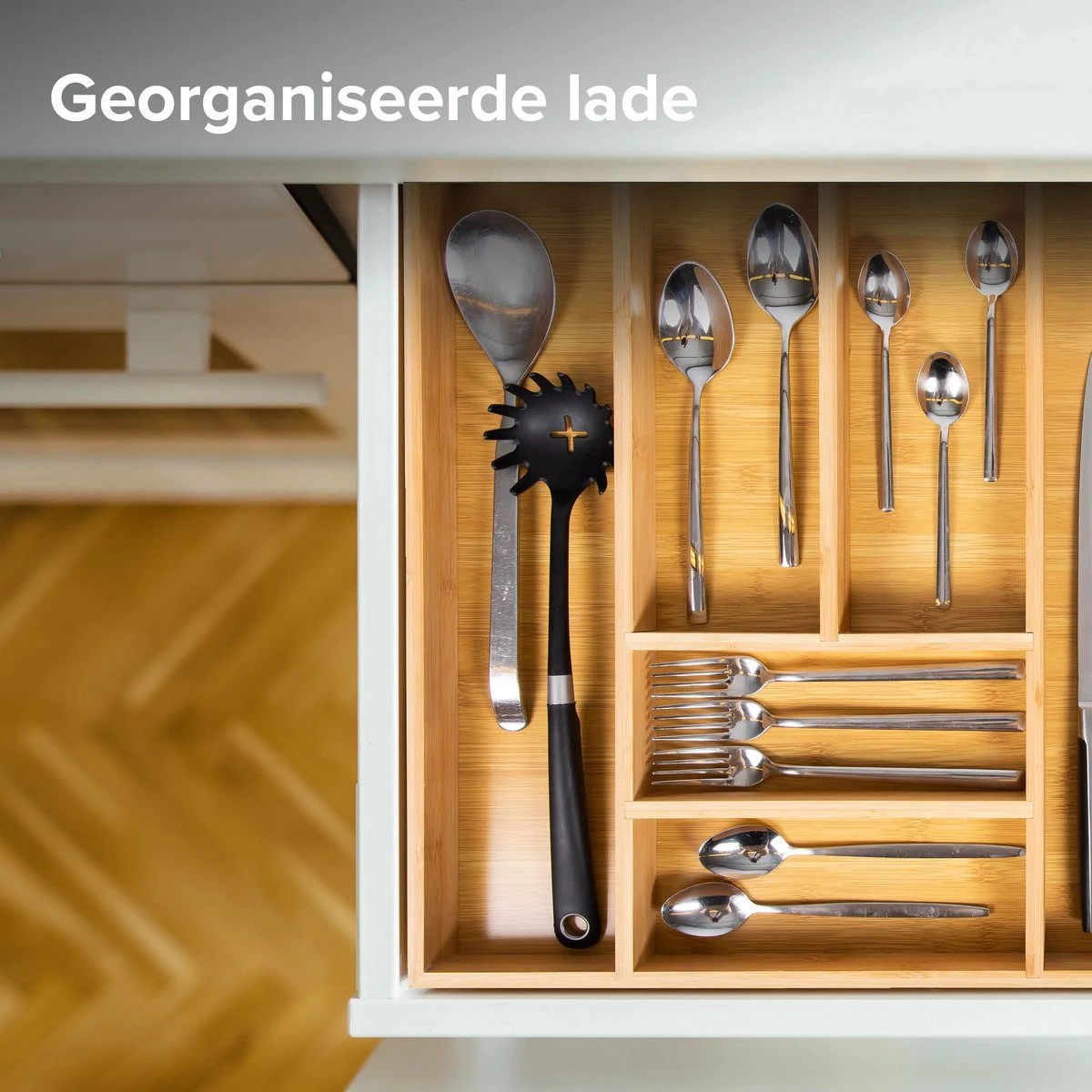 Grote Bestekbak Bamboe 81x47CM - Coninx Besteklade - Opbergbak - Duurzaam - Bamboe - Voor Laden Vanaf 47cm Diep 5 Grote Bestekbak Bamboe 81x47CM - Coninx Besteklade - Opbergbak - Duurzaam - Bamboe - Voor Laden Vanaf 47cm Diep - Afbeelding 3