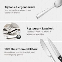 Deleca 12 Persoons Bestekset (72-delig) - Lepels, Messen, Vorken & Steakmessen - Vaatwasserbestendig - Zilver / RVS -Keukenartikelen Series Winkel 1200x1200 601